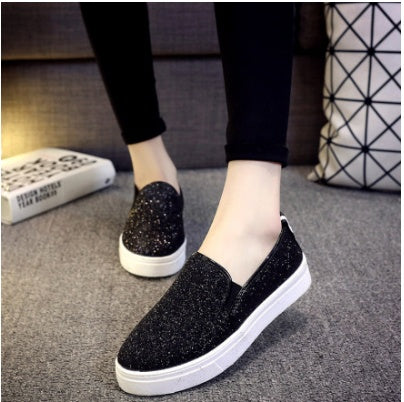 Plateau Loafer Low-Top Pailletten Damenschuhe