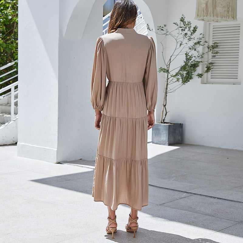 Misuratore di pressione vita plissettata era sottile leggero stile maturo donne abito primaverile