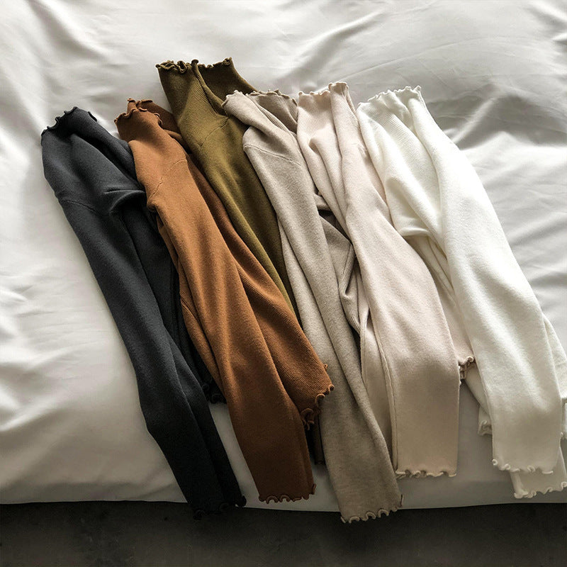 Top in maglia aderente in stile coreano da donna