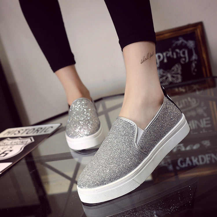 Plateau Loafer Low-Top Pailletten Damenschuhe