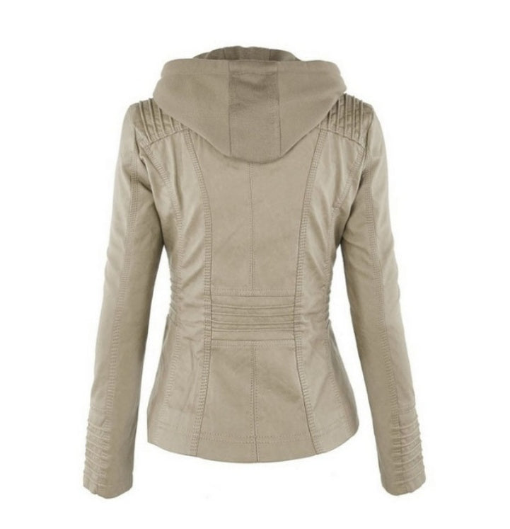 Giacca con cappuccio staccabile alla moda con tasche