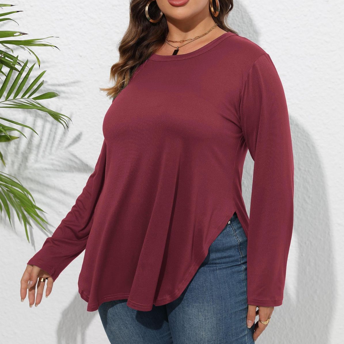 Long-sleeved Casual Irregular Bottoming Shirt
