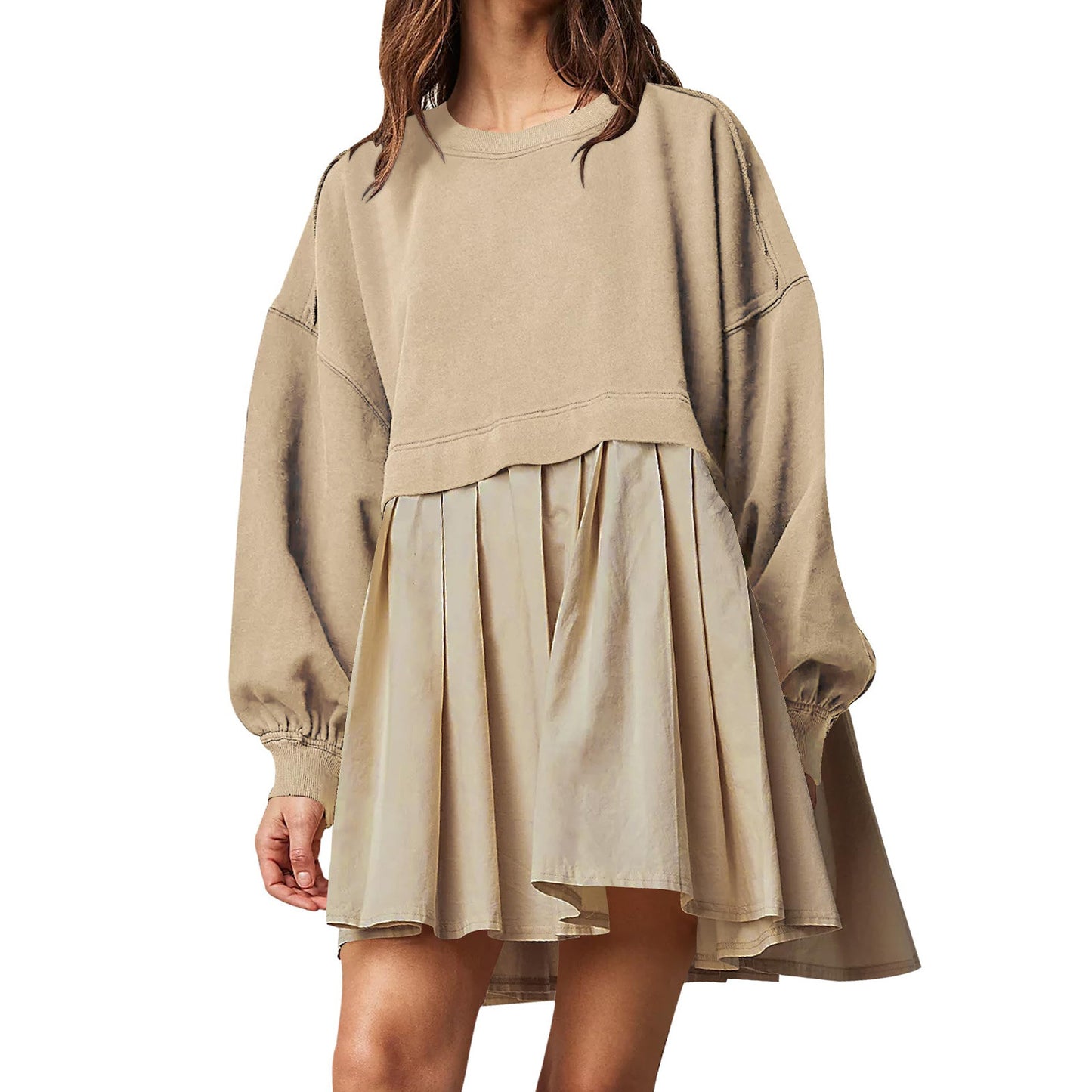 Abito in maglia autunno e inverno nuovo da donna finto due pezzi