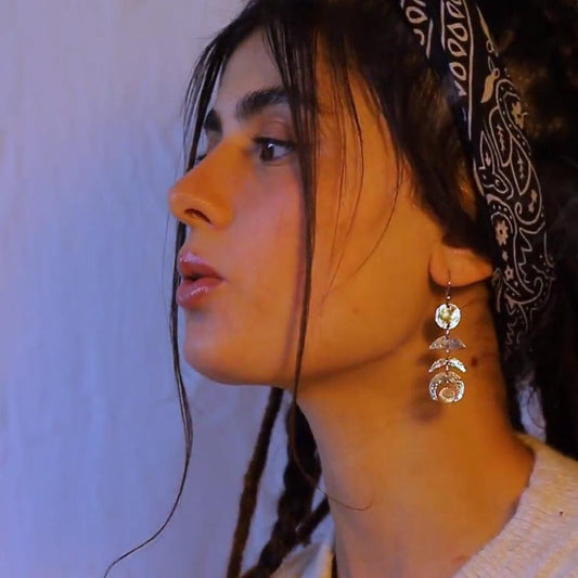 Stile retrò, fase lunare, pietra di luna, lungo, da donna, in lega