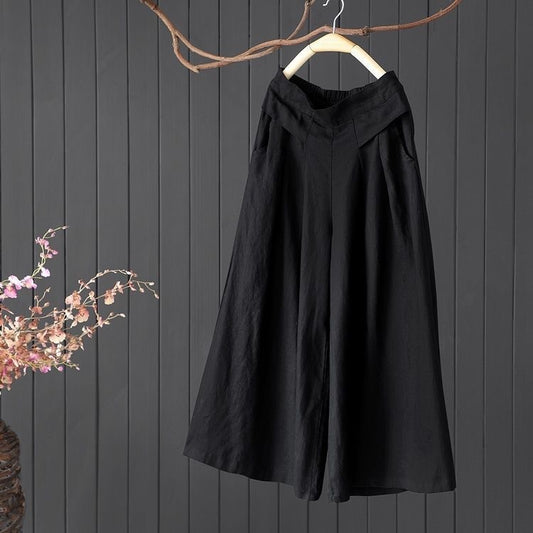 Lockere, lässige Baumwoll-Leinen-Hose für Damen
