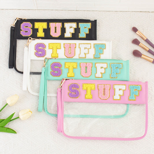 Snack Storage Bag Transparent Pvc Zipper Embroidery Lettered Make-up Bag
