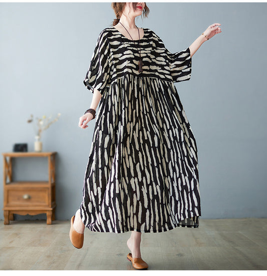 Vestito a maniche corte con scollo rotondo traspirante per donne, taglie forti, per ragazze grasse