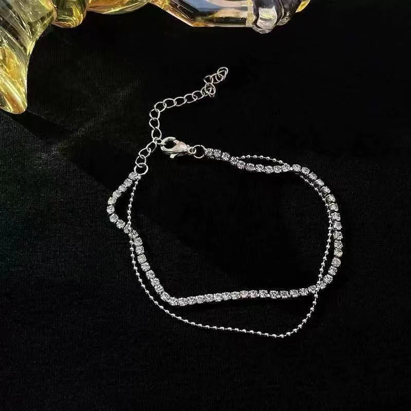 Einfache Strass Cup Chain Handanklet Persönlichkeit Mehrschichtige Perlenkette