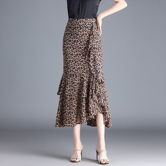 Chiffonrock mit Rüschen und hoher Taille