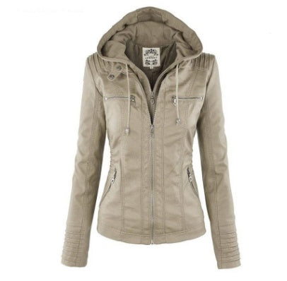 Giacca con cappuccio staccabile alla moda con tasche