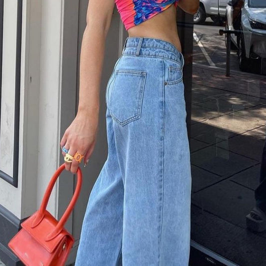 Lockere Freizeithose mit hoher Taille und geradem Bein