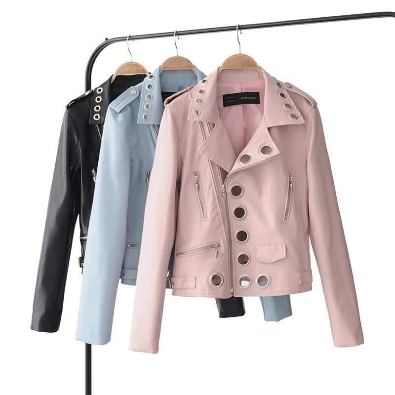 Giacca in pelle PU cava alla moda da donna