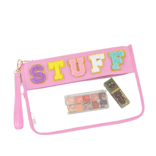 Snack Storage Bag Transparent Pvc Zipper Embroidery Lettered Make-up Bag