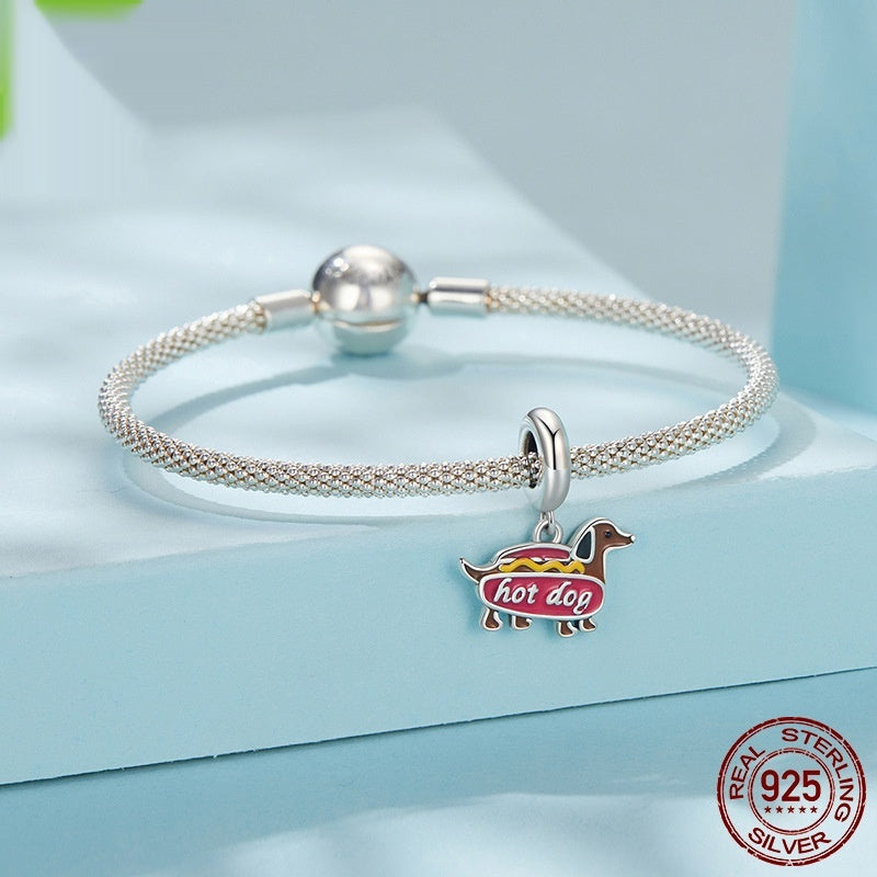 Sausage Dog Pendant S925 Silver Bead Accessories