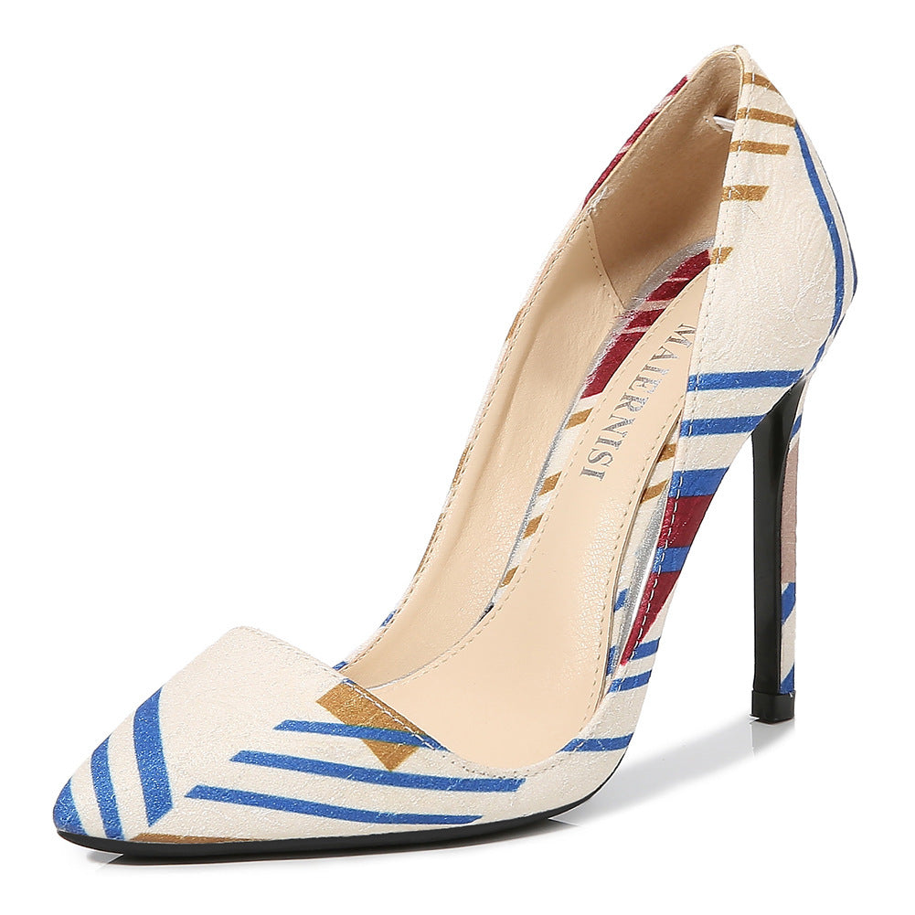 Colorblock fashion shoes high-heeled shoes
