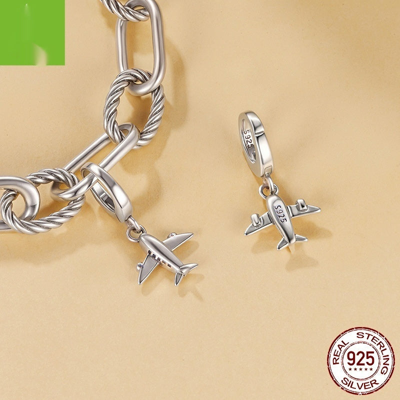 Opening And Closing Aircraft Pendant S925 Silver Beaded