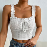 Canotta elegante in pizzo da donna, top lusinghiero