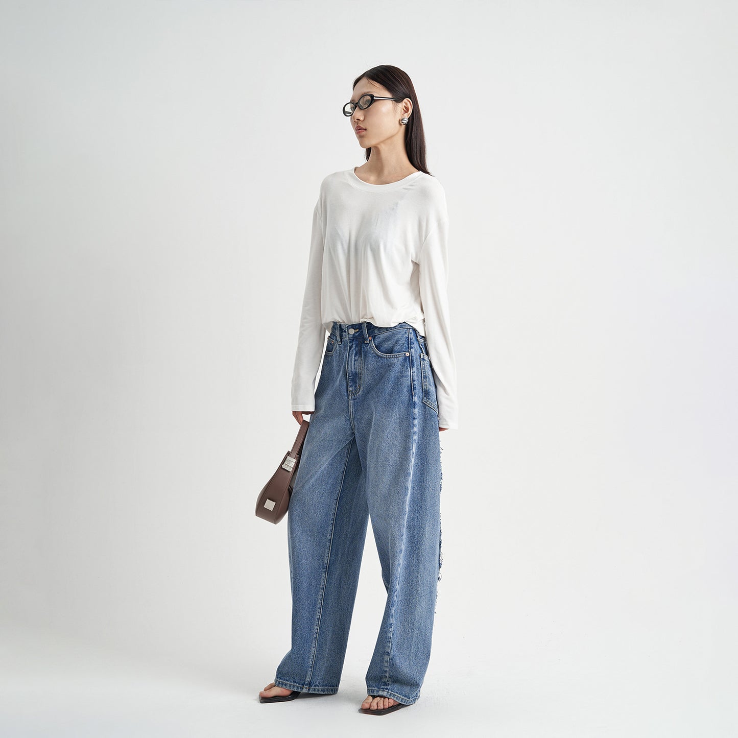 Blau Gewaschen Lose Jeans High-end-frauen Hosen High-grade