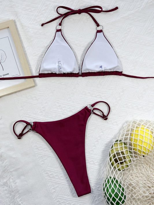 Bikini da bagno intero da donna, tinta unita