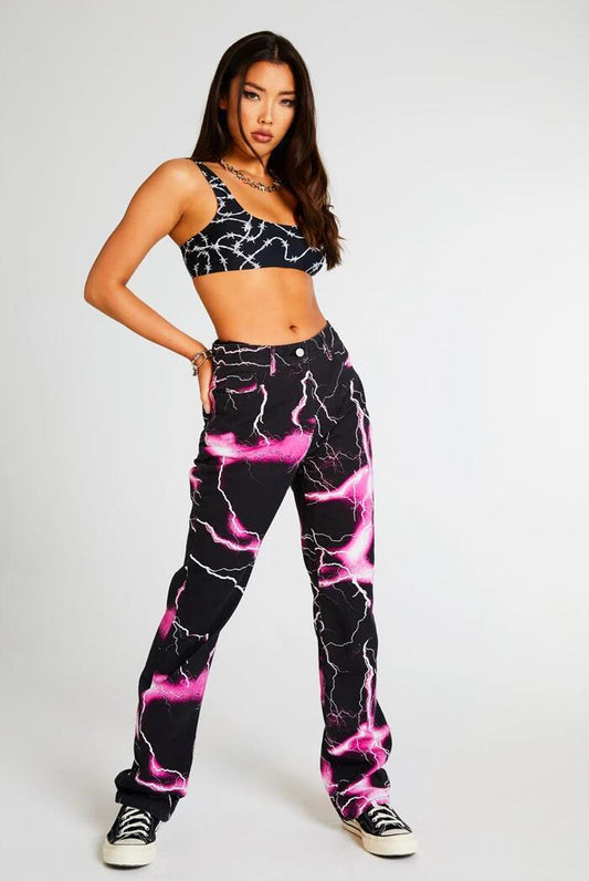 Jeans casual stampati versatili in stile street