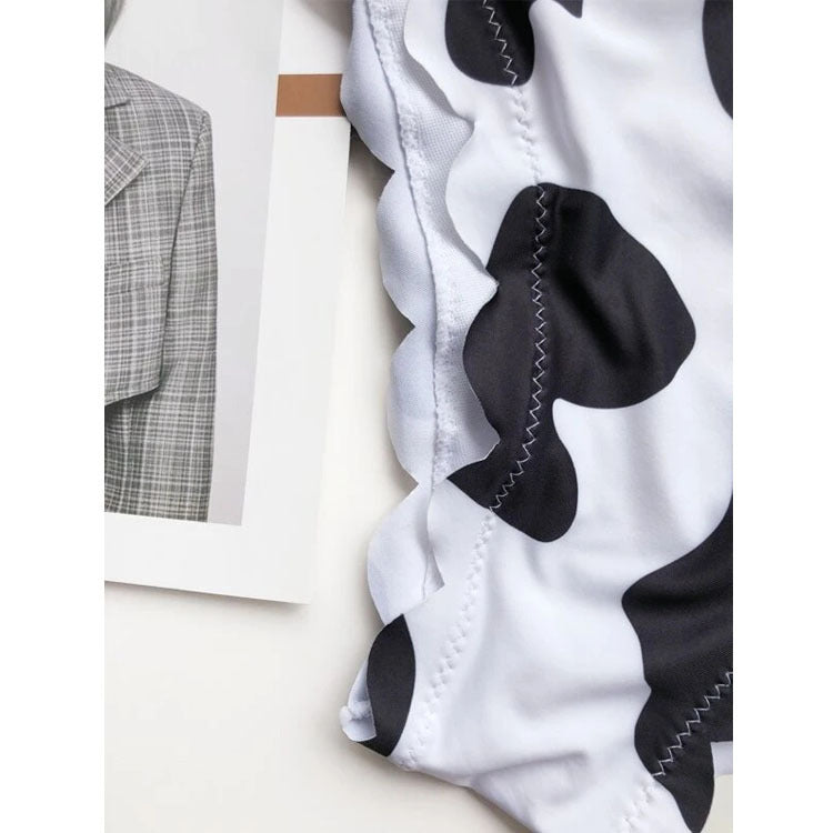 Nuovo stile bikini con seno avvolto e stampa mucca