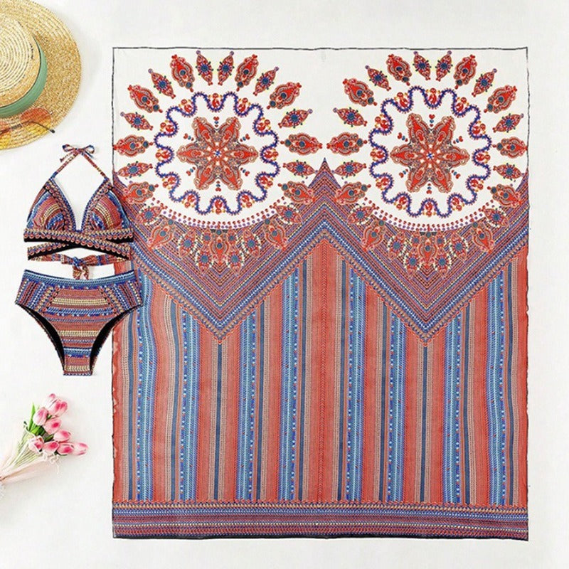 Grenzüberschreitende Ankunft Dreiteiliger geteilter Badeanzug Hohe Taille Sexy Cutout Bluse