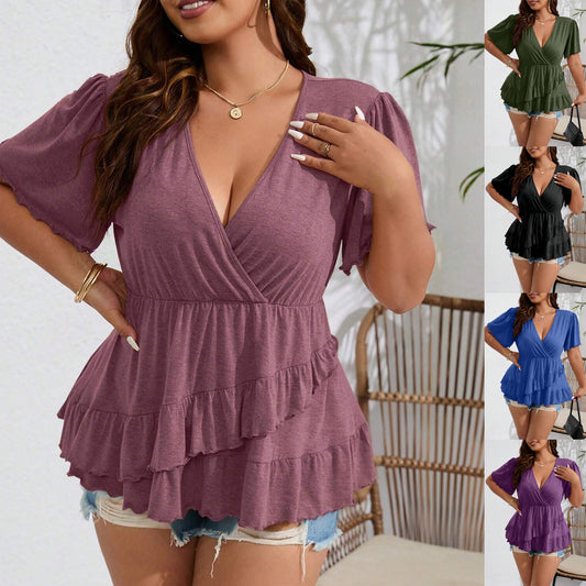 Modischer Plissee-Kurzarmmantel für Damen