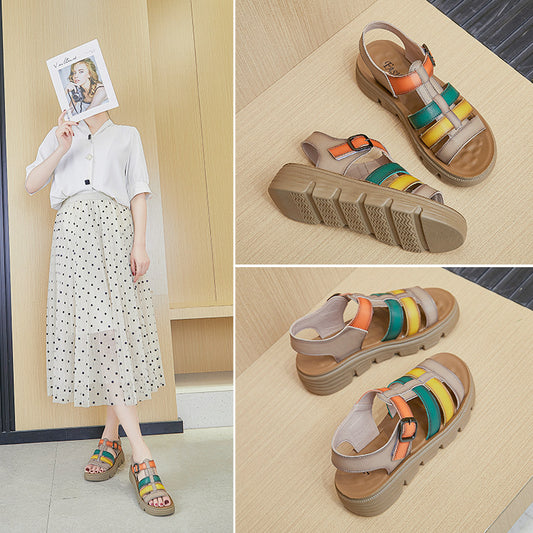 Damen Sandalen Sommer Neue Strandschuhe Weiche Unterseite Farbabstimmung