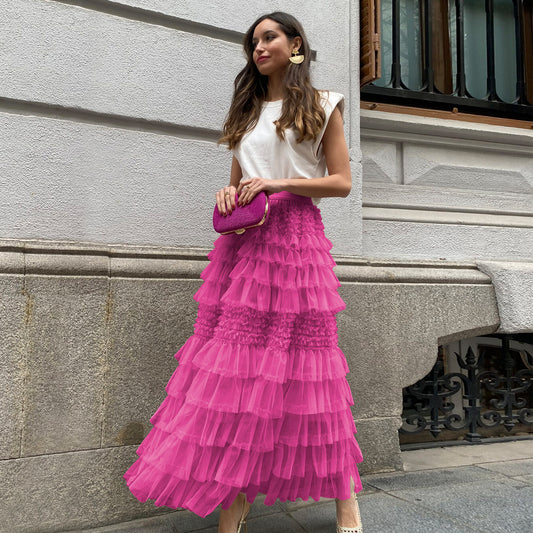 Einfarbiger langer A-Linien-Rock für Damen