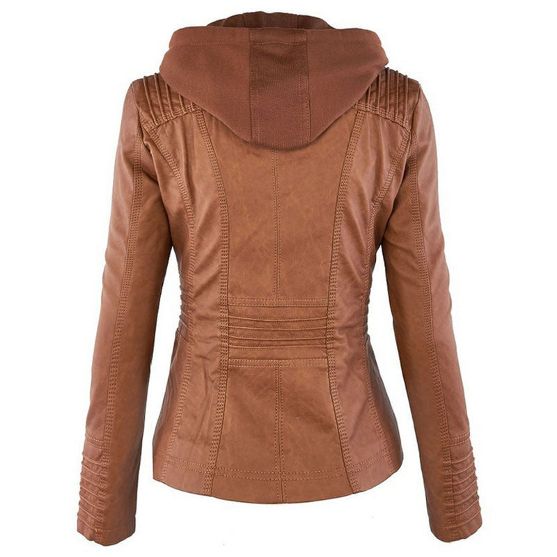 Giacca con cappuccio staccabile alla moda con tasche