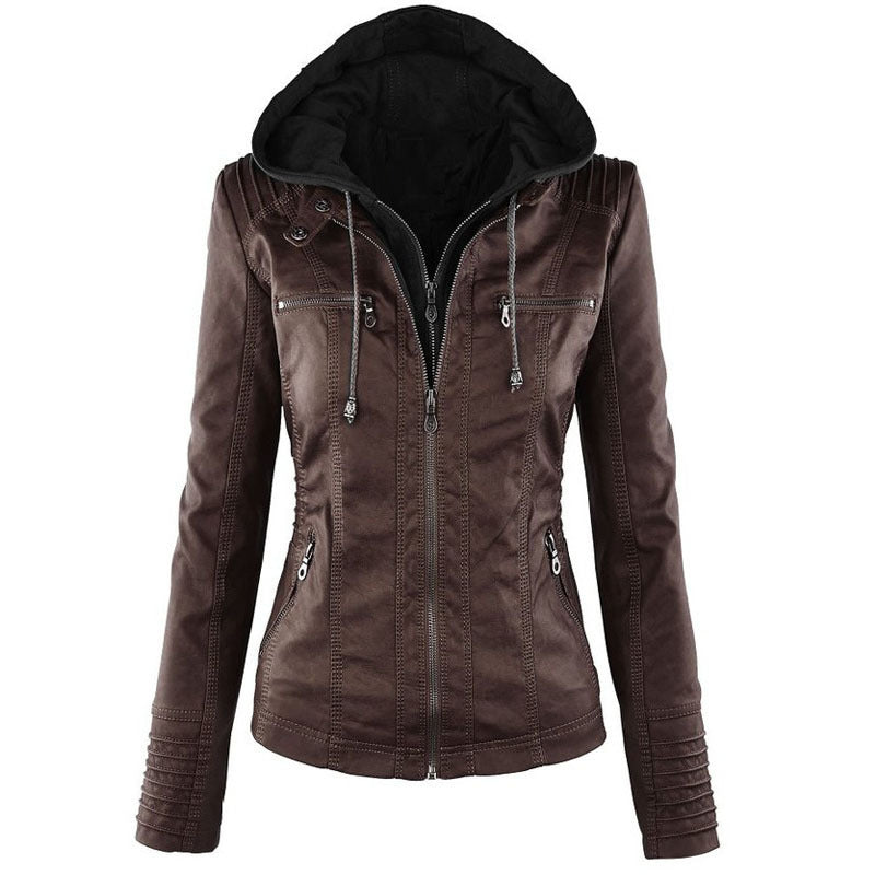 Giacca con cappuccio staccabile alla moda con tasche