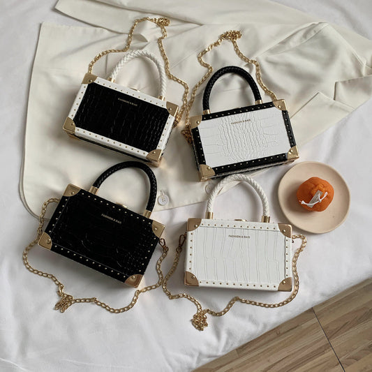 Nuova borsa a scatola con motivo retrò europeo e americano