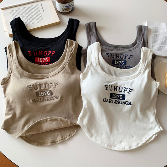 Base Tube Top Short Type Outerwear Top Retro Embroidered Strap Vest For Women