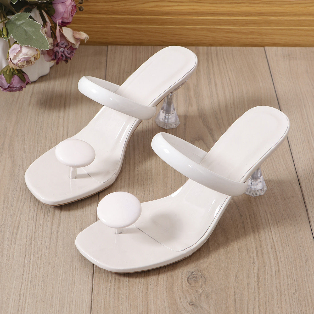 Pantofole con tacco alto di grandi dimensioni Pantofole da donna color caramella