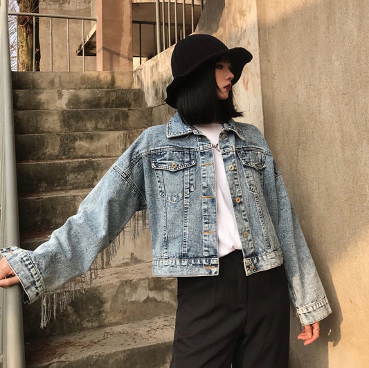 Primavera Nuovo Retro BF Jeans Corti Larghi Giacca Top Chaquetas Giacche NZY133