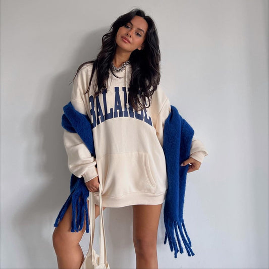 Top stampati ispessiti con cappuccio a maniche lunghe da donna