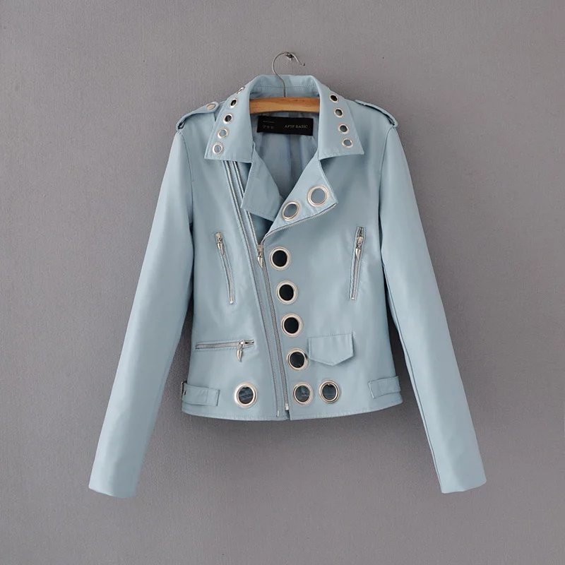 Giacca in pelle PU cava alla moda da donna