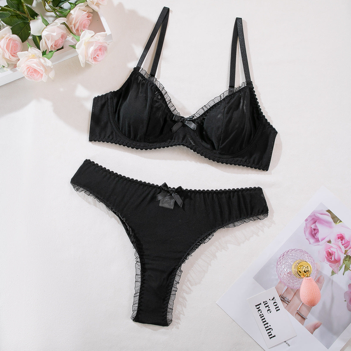 Completo due pezzi sottile trasparente da donna