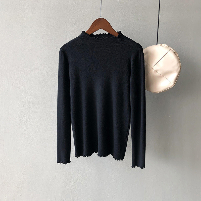 Top in maglia aderente in stile coreano da donna