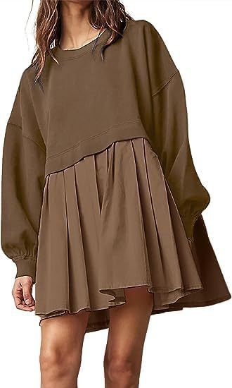 Abito in maglia autunno e inverno nuovo da donna finto due pezzi