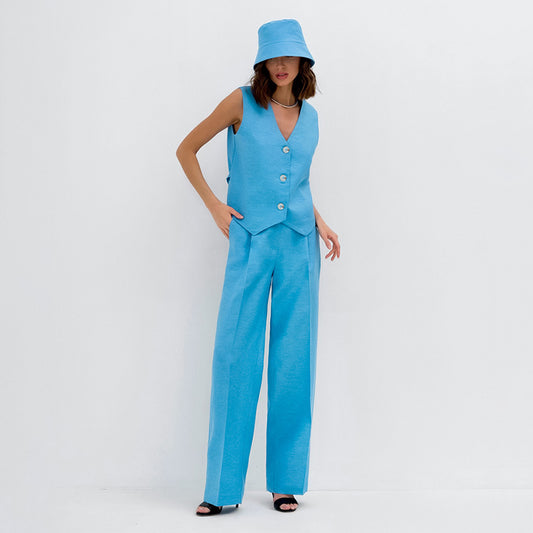 Abito casual in cotone e lino da donna alla moda