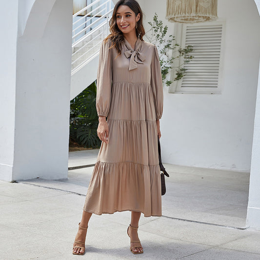 Misuratore di pressione vita plissettata era sottile leggero stile maturo donne abito primaverile