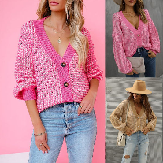 Maglione corto con bottoni taglie forti in maglia