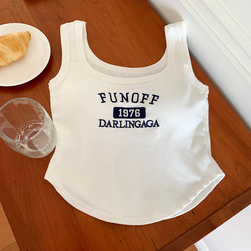 Base Tube Top Short Type Outerwear Top Retro Embroidered Strap Vest For Women