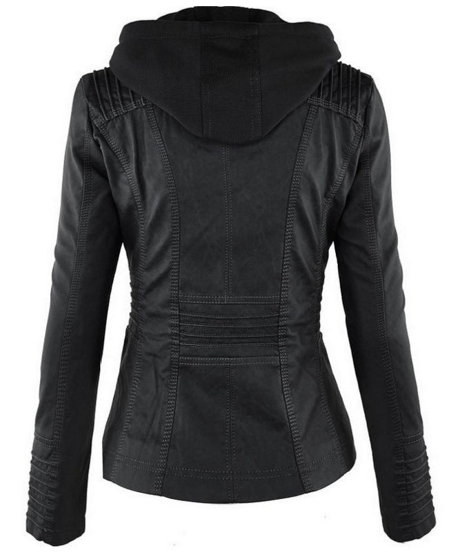 Giacca con cappuccio staccabile alla moda con tasche