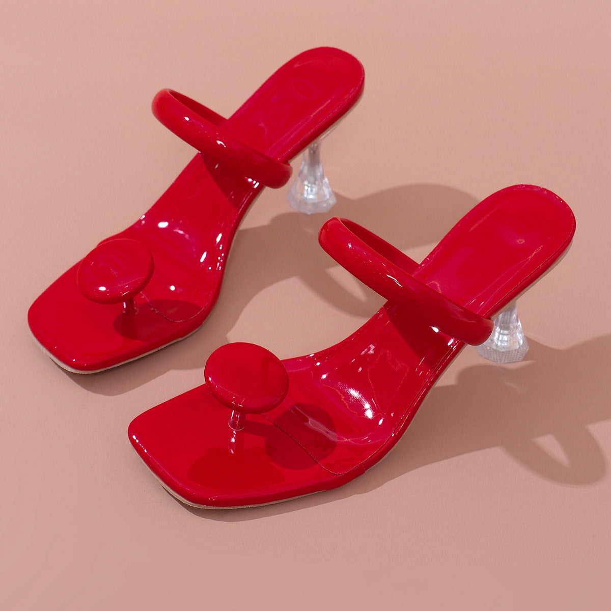 Pantofole con tacco alto di grandi dimensioni Pantofole da donna color caramella