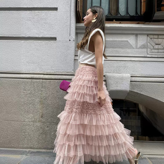 Einfarbiger langer A-Linien-Rock für Damen