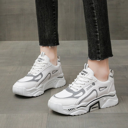 Scarpe da ginnastica casual da donna, da corsa, alla moda, bianche, per studenti