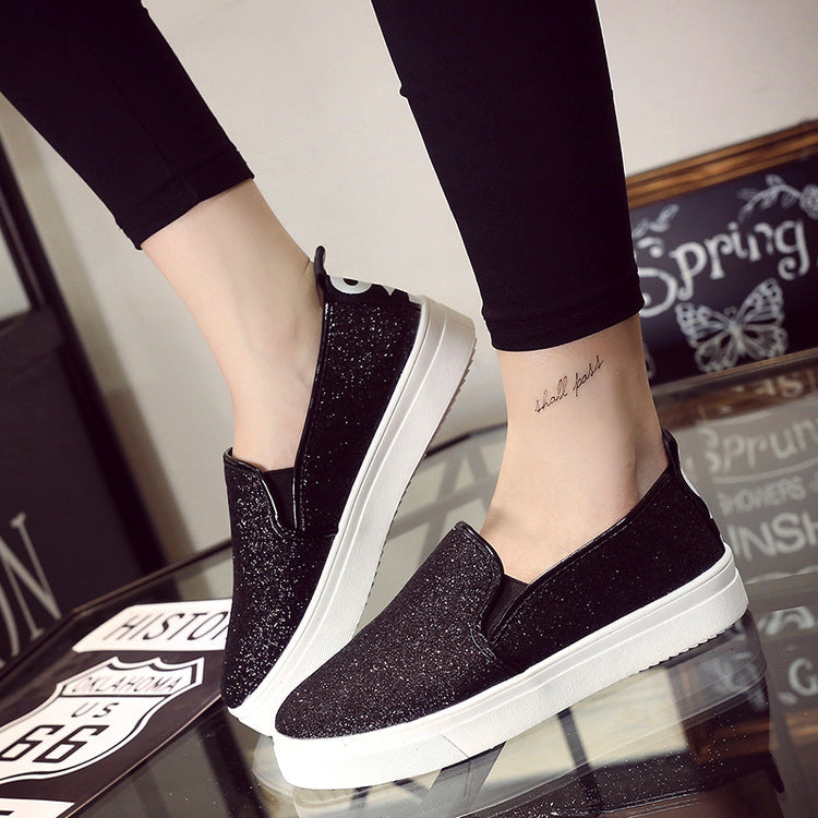 Plateau Loafer Low-Top Pailletten Damenschuhe