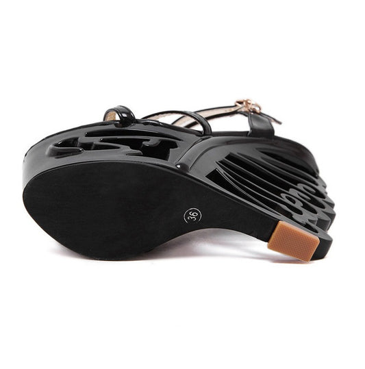 Keil sandalen frauen retro sandalen 14cm nachtclub frauen schuhe